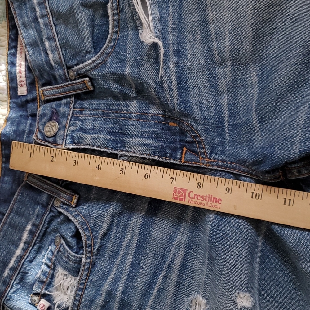 AG Adriano Goldschmied distressed blue cotton Jeans shorts size 27R - Picture 12 of 12